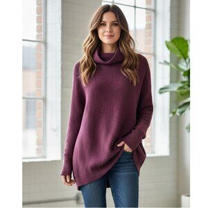Free People Ottoman Slouchy Tunic Sweater, Deep Berry, Womens Size XS Oversized